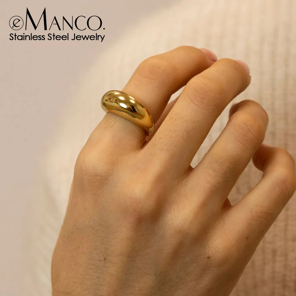 Wedding Rings Fashion Simple Stainless Steel Rings for Women Arc Rings Jewellery Geometric Ring Size 5 6 7 8 231006