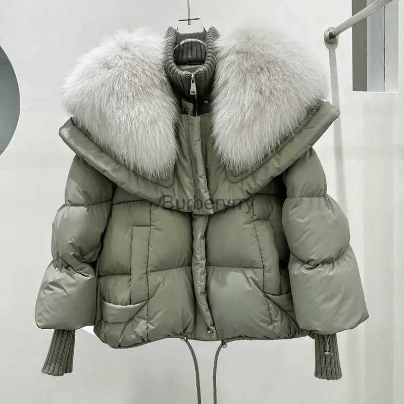 Women's Fur Faux Fur Fox Fur Collar Down Jacket Fur Down Jacket Fe Short Haining Winter Coat 2023 New Bread Clothing Women Winter ParkasL231007