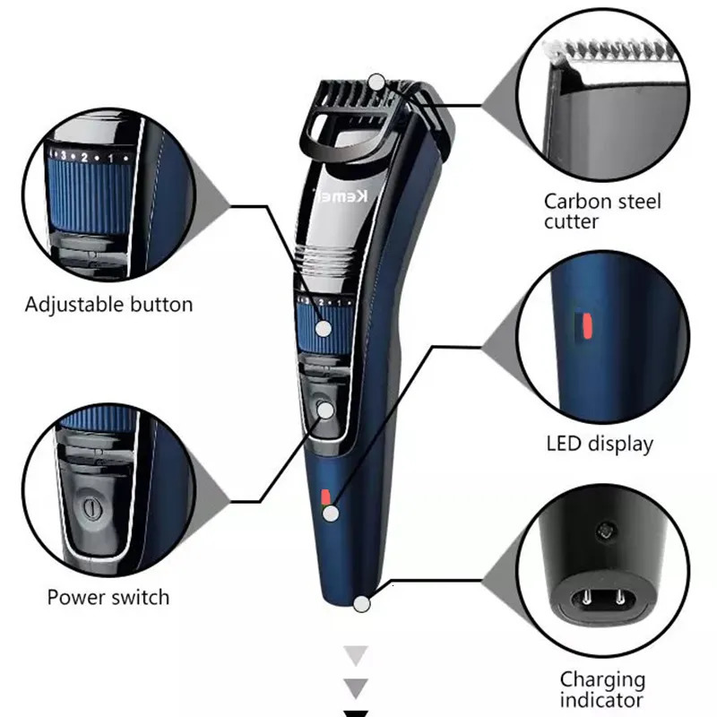 Electric Shavers Men's grooming Beard Trimmer hair mustache trimer professional stubble face rechargeable hair cutting machine adjustable 110mm 2