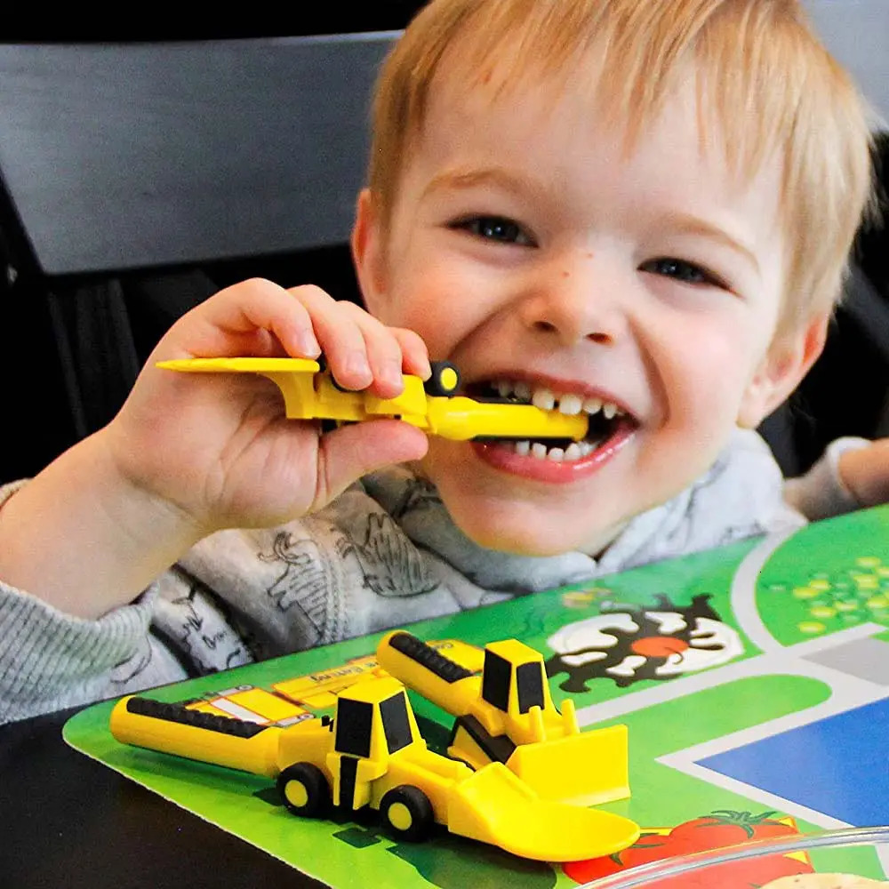 Cups Dishes Utensils 3Pcs Kids Tableware Set Children Cutlery Bulldozer Excavator Shovel Baby Spoon Dining Fork Food Utensils Constructive Eating 2310