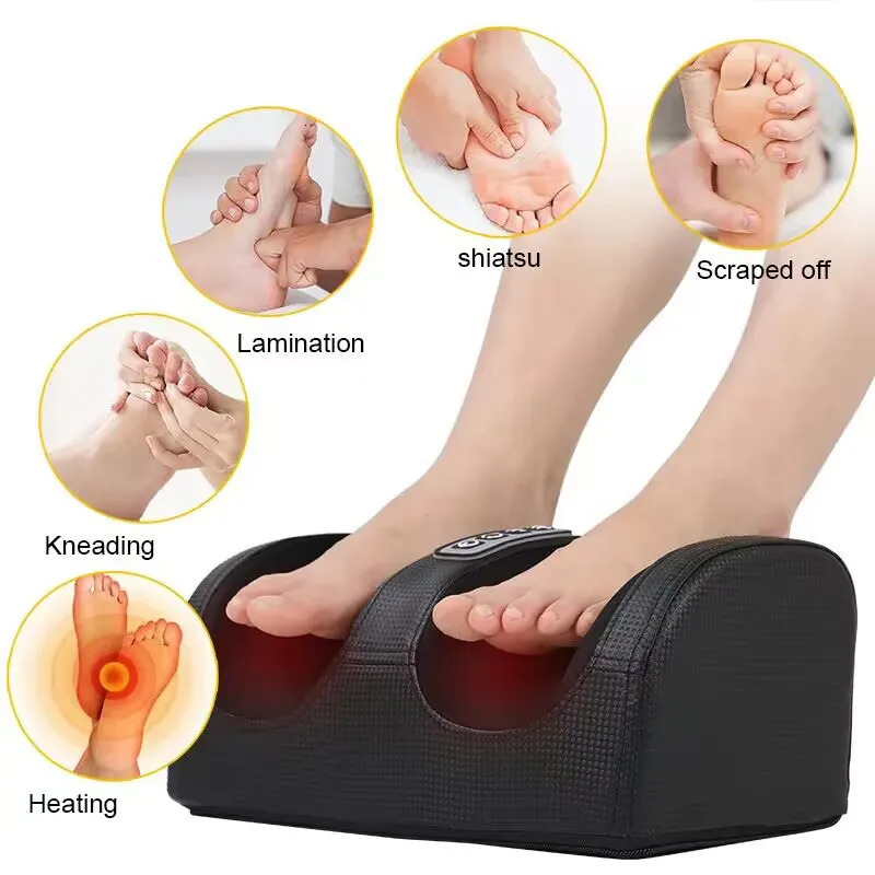 Foot Massager Electric Foot Massage Deep Muscles Shiatsu Therapy Relax Health Care Infrared Heating Body Massager Heat Kneading Roller Salud 231006