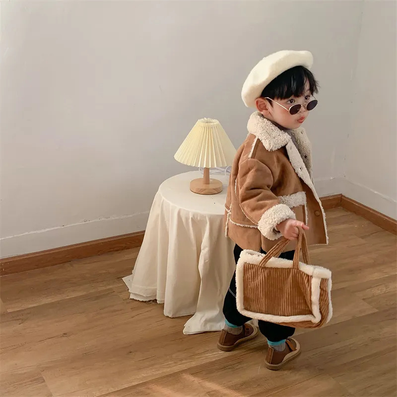 Jackets Baby Girls Boy Jacket Thicken Warm Suede Lamb Wool Kids Coat Autumn Winter Toddler Kids Outerwear Clothing 231007