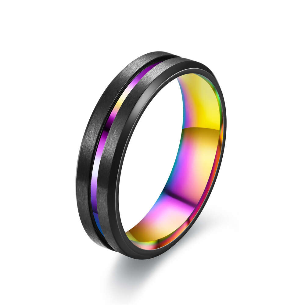 New in Two Tone Titanium Stainless Steel Ring 6mm Three In One Finger Rings For Men and Women Jewelry Wedding Ring Band Vintage Rose Gold Anillos Wolf