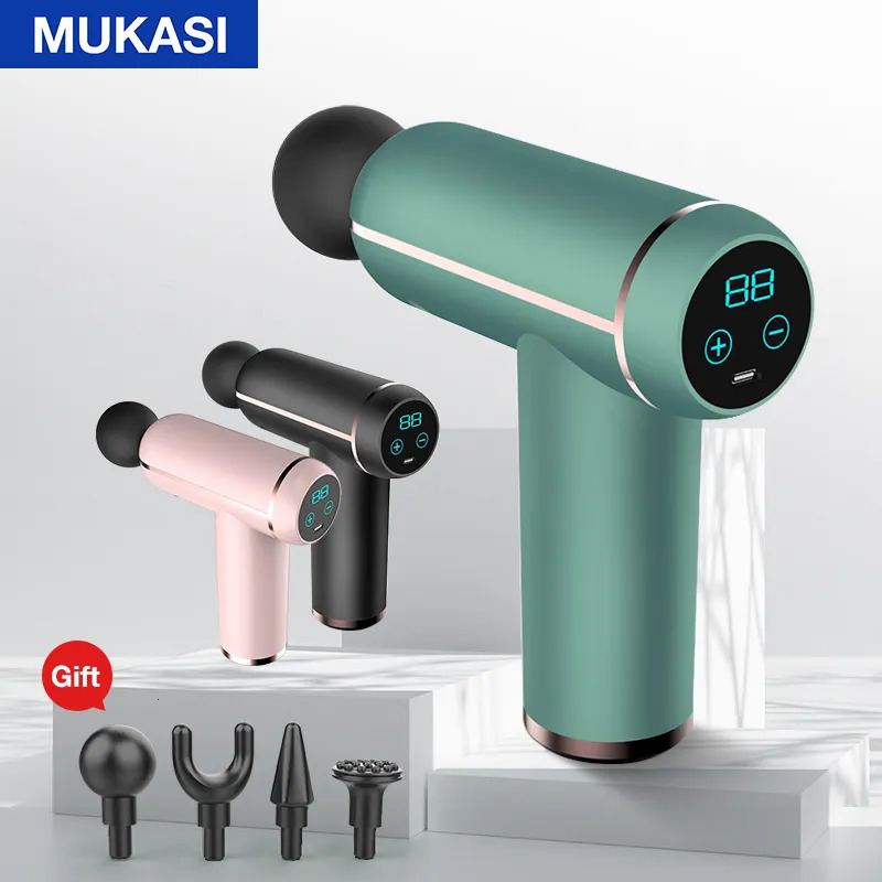 Full Body Massager MUKASI LCD Display Professional Massage Gun Deep Muscle Relaxation Fascia Gun Slimming Body Neck Back Foot Leg Shoulder Massager 23