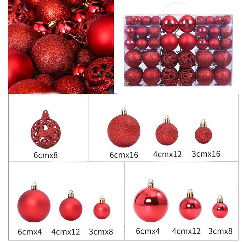 Christmas Decorations 100Pcs/box Christmas Ball Gift Box Christmas Tree Decorations Xmas Balls Hanging Ornaments Noel Navidad Year Home Decor 231006