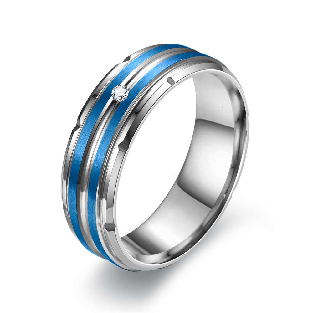Wolf Tide Fashion Versatile Titanium Stainless Steel Men's Ring Wedding Couple Diamond Finger Rings Engagement Band Jewelry Accessories Trendy Bi