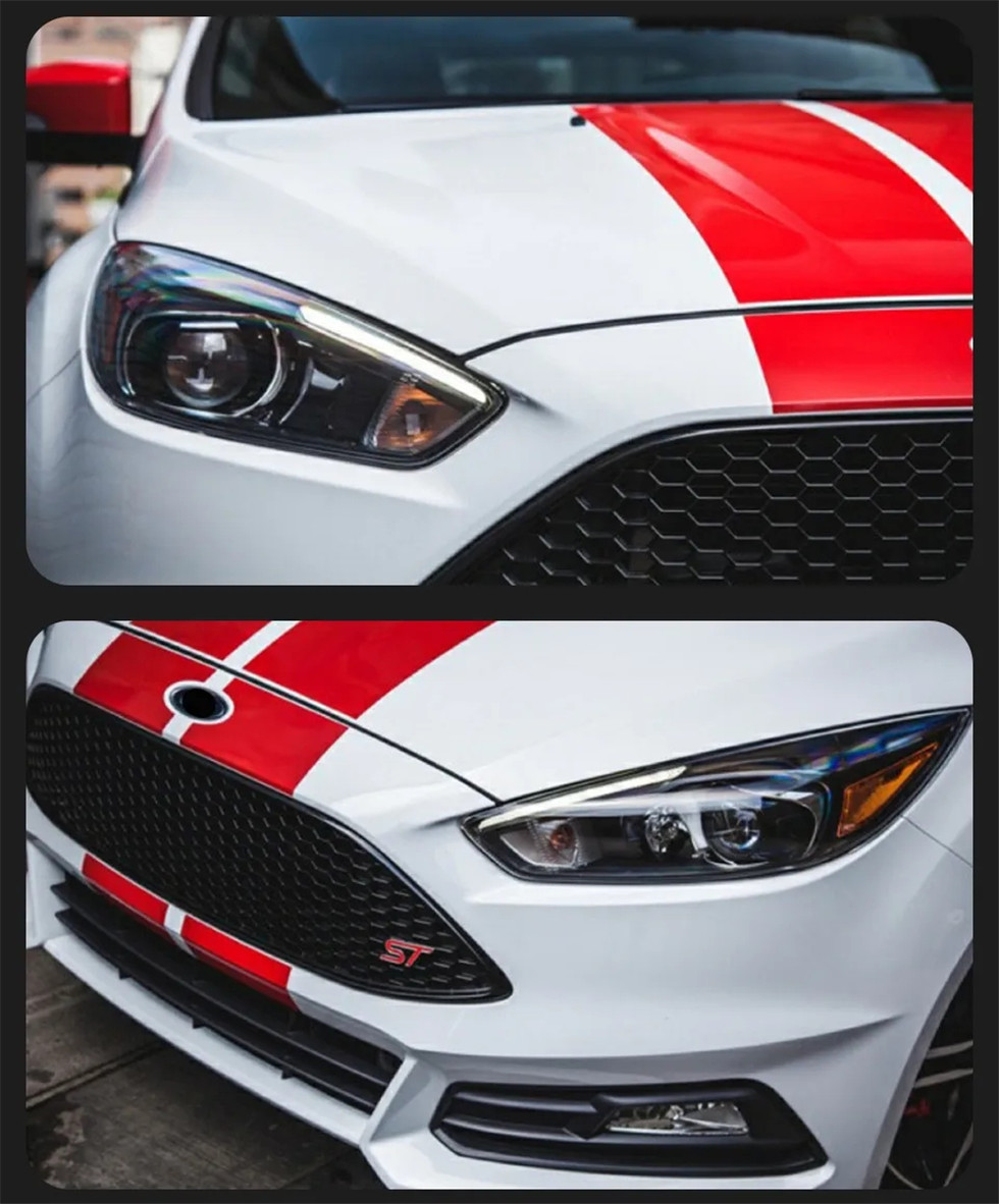Auto Parts For Ford Focus RS Styling 20 15-20 18 Red Evil-eye LED Daytime Lights Dual Projector DRL Car Accesorios