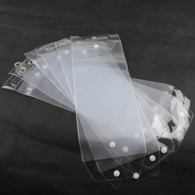 Wig Stand Free 20pcslot PVC Packaging Bag 12inch-26inch Transparent Plastic Hair Extension Packaging Bag with button and hook up 231006