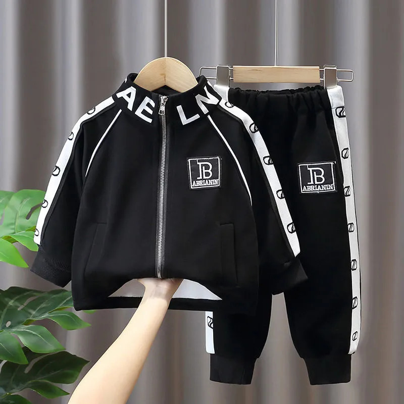 Clothing Sets School Kids Tracksuit Jogger Set Full Zip Letter Prints Baby Boys Drawstring Hoodie Sweatpant Children Outfits 1 11 Years 231007