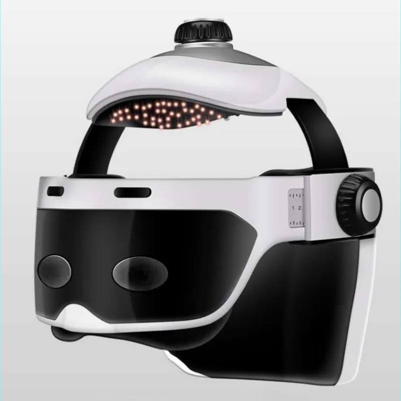 Head Massager Electric Head Massager Helmet Eye Massage Relieve Stress Air Pressure Vibration Therapy Scalp Relax Compress Bluetooth Music 231006