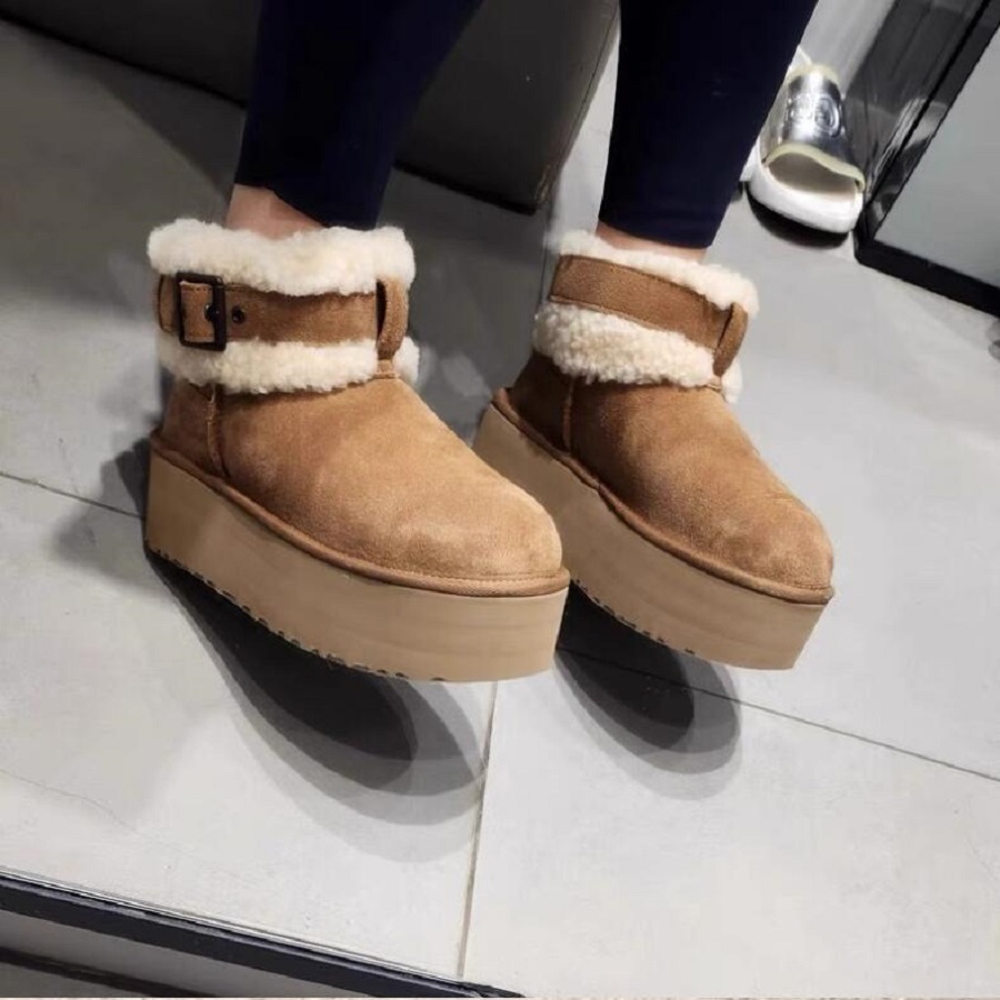 5cm Platform Height Women Classic Ultra Mini Platform Boot Australian Winter Snow Designer Tasman Tazz Fur Boots Slippers Ankle Sherpa Sweater Letter