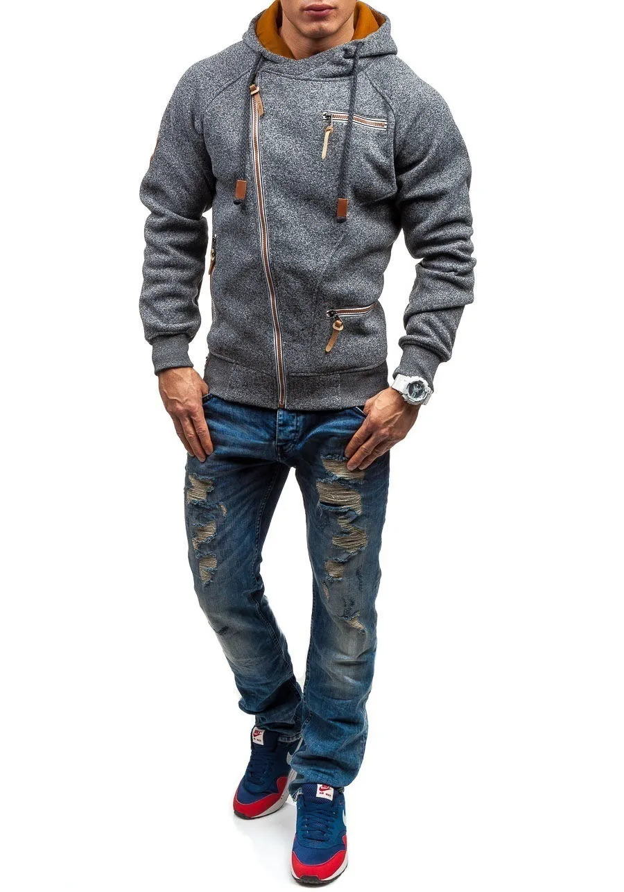 Mens Hoodies Sweatshirts Mens Casual Fashion Hoodies Autumn Winter Mens Oblique zipper Sports Sweatshirts Outwear with Hooded Tops Plus Size 231007