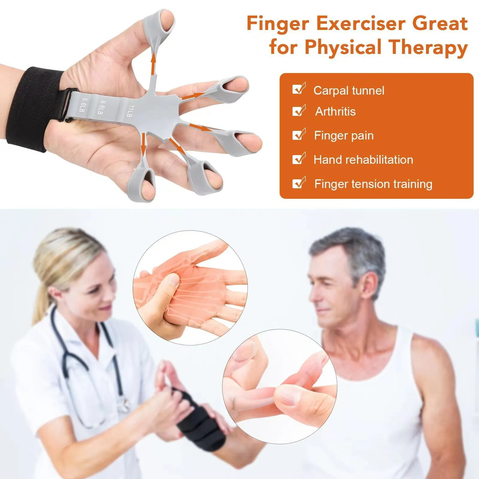 Hand Grips Gripster Strengthener Finger Stretcher Trainer Exerciser Hand Grip Trainer Gym Fitness Training Exercise Hand Strengthene 231007