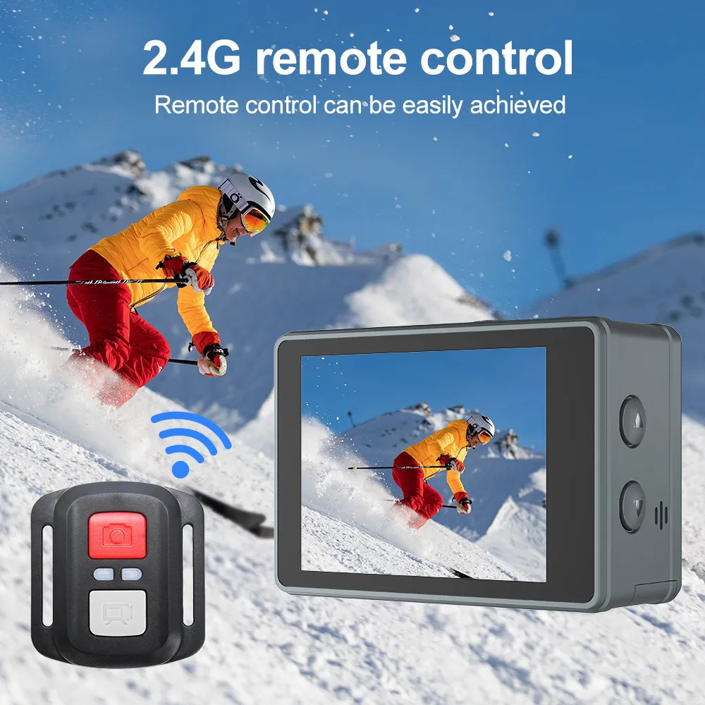 Weatherproof Cameras 5K 30FPS Mini Action Camera Wifi Dual Color Screen 170 Wide Angle 30M Waterproof Sports Video Recorder Remote Control Camcorder 2