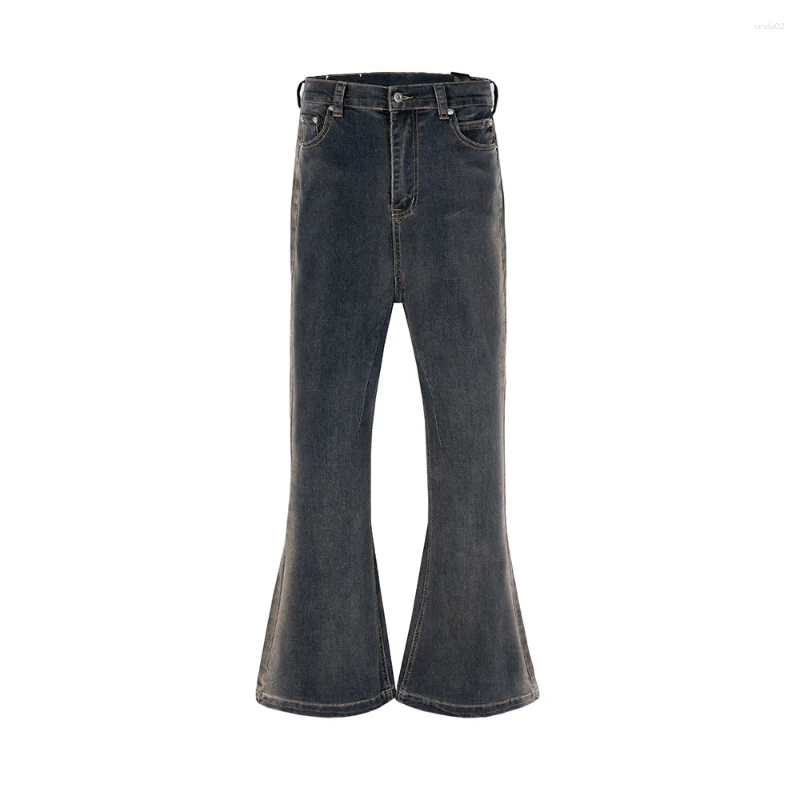 Men's Jeans Gradient Washed Sashes Flare Unisex Streetwear Baggy Y2K Bell-bottoms Harajuku Loose Casual Denim Trousers