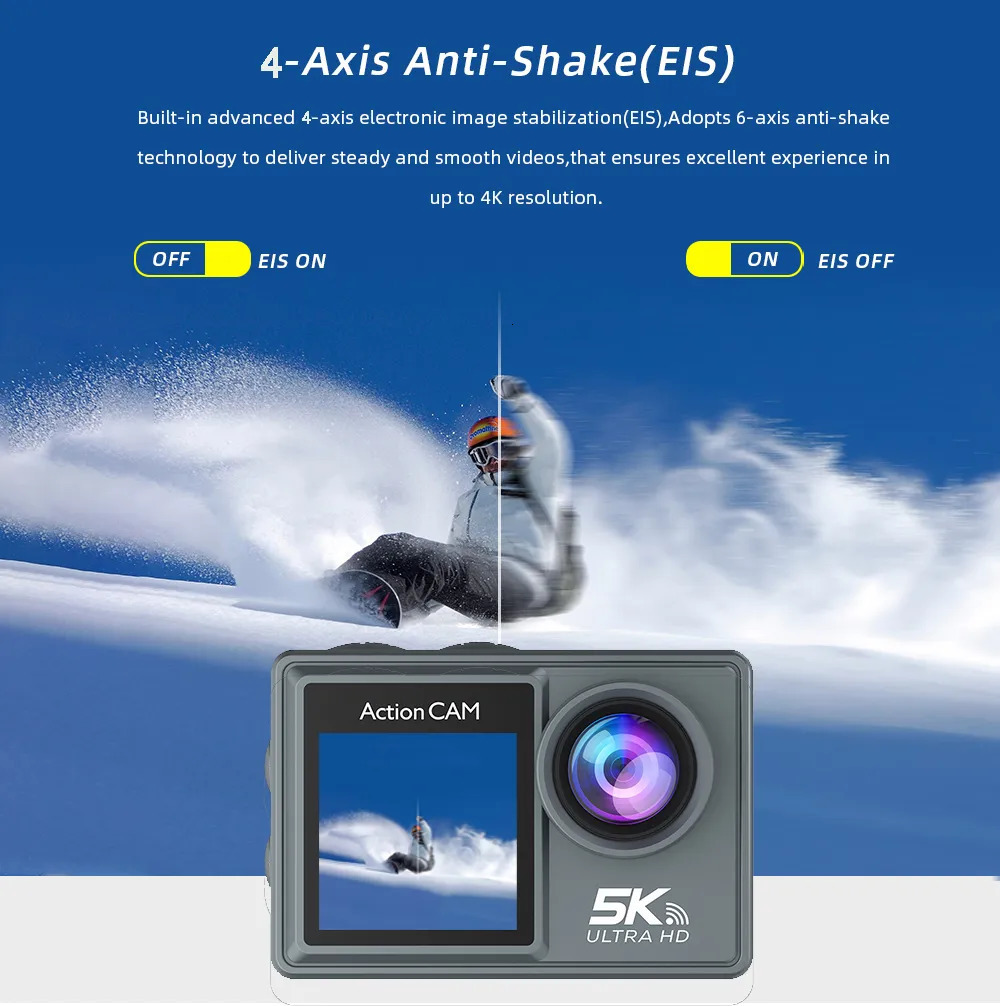 Weatherproof Cameras 5K 30FPS Mini Action Camera Wifi Dual Color Screen 170 Wide Angle 30M Waterproof Sports Video Recorder Remote Control Camcorder 2