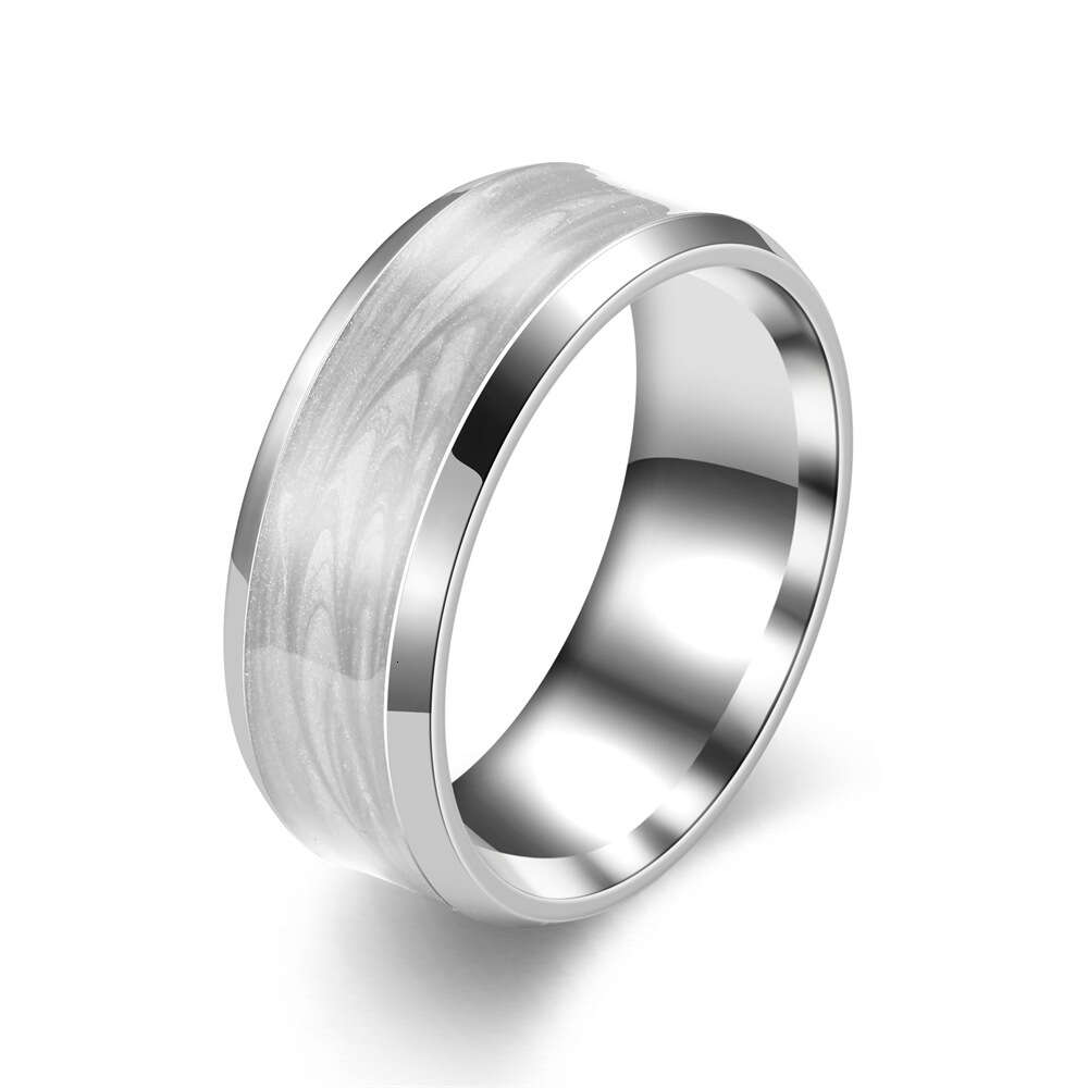 Men's Ring 8mm Colorful Silicon Titanium Stainless Steel Ring Bands Jewelry Blue Red Brown Wedding Engagement Rings Band Anillos Punk Accessories