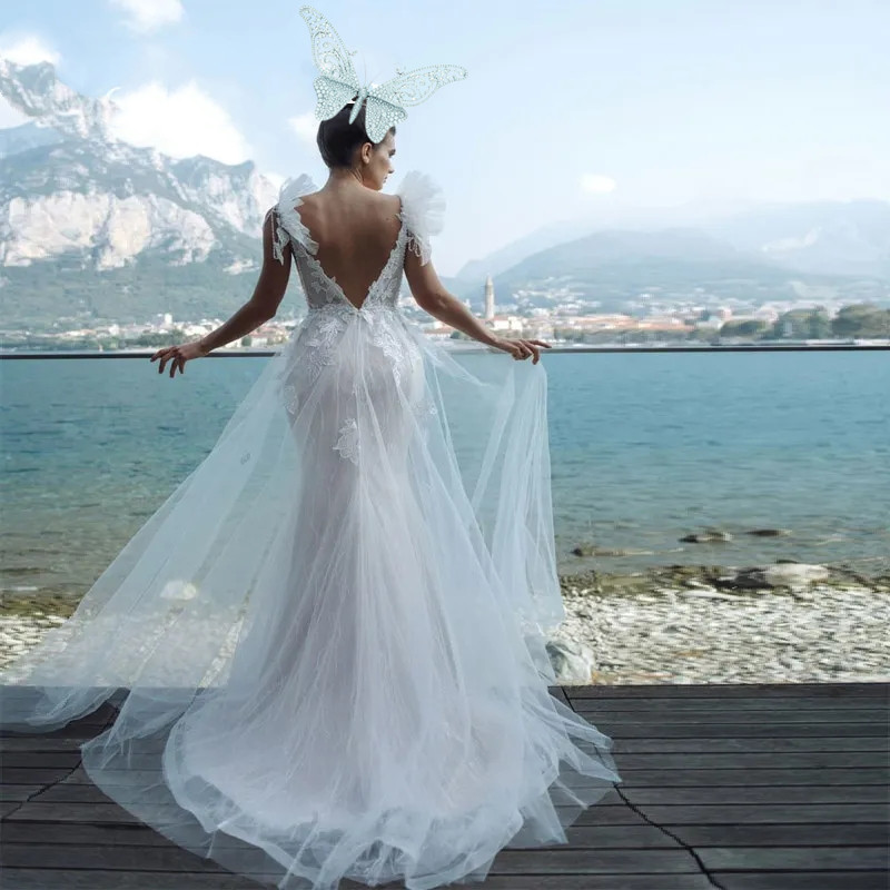Modest Plus Size Wedding Dresses Beach Wedding Chiffon A Line Floor Length Spaghetti Straps Lace up Back Simple Elegant Boho Bridal Gowns dgws