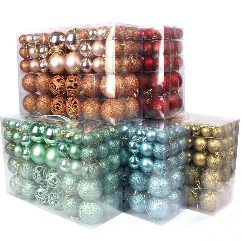 Christmas Decorations 100Pcs/box Christmas Ball Gift Box Christmas Tree Decorations Xmas Balls Hanging Ornaments Noel Navidad Year Home Decor 231006