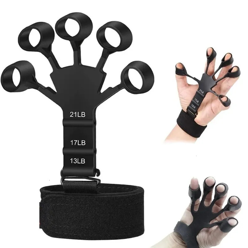 Hand Grips Finger Gripper Flex Gripster Guitar Hand Grip Exerciser Strengthener 6 Resistant Levels Expander Rubber Finger Trainer Elastic 231007