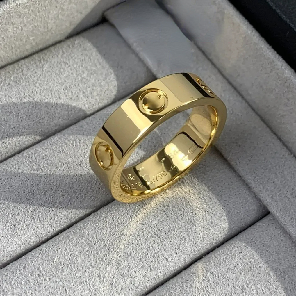 Band Rings 5.5mm TOP Love Rings V Gold 18K US Size Will Never Fade Wedding Ring Luxury Couple Rings Premium Gift