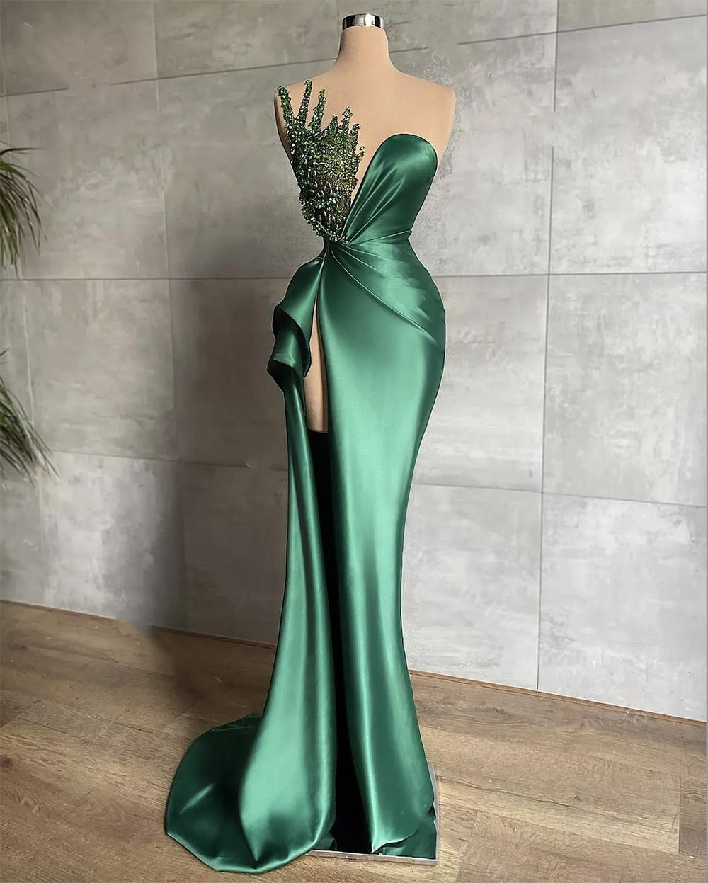Mermaid Evening Dresses For African Women Long Sexy Side High Split Shiny Beads Sleeveless Formal Illusion Prom Party Gowns Plus Size