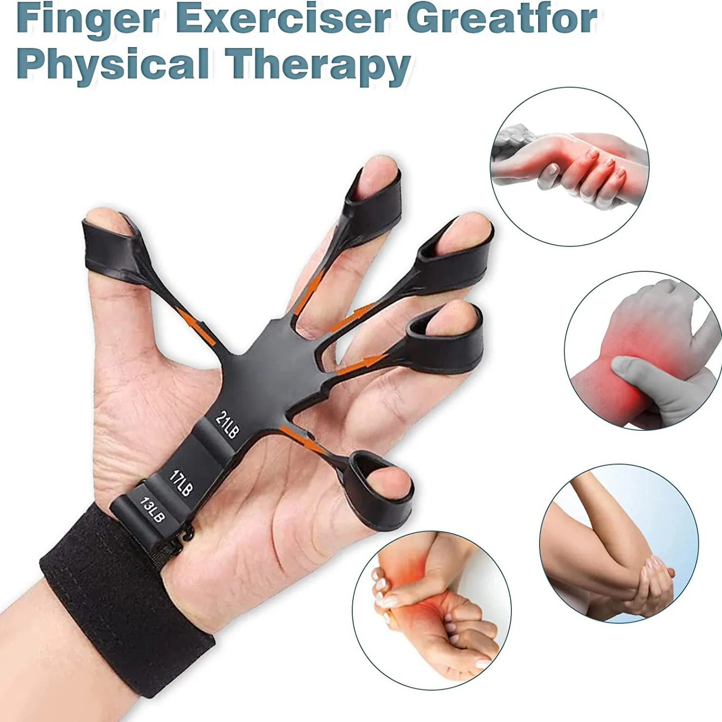 Hand Grips Finger Gripper Flex Gripster Guitar Hand Grip Exerciser Strengthener 6 Resistant Levels Expander Rubber Finger Trainer Elastic 231007