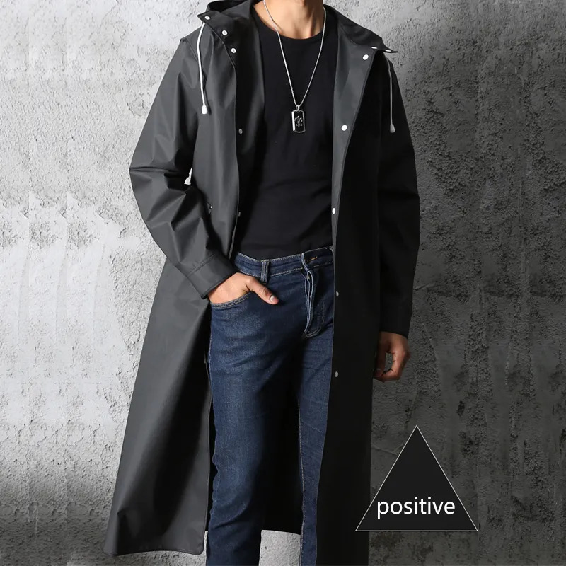 Rain Wear Black Fashion Adult Waterproof Long Raincoat Women Men Rain coat Hooded For Outdoor Hiking Travel Fishing Climbing Thickened 231007