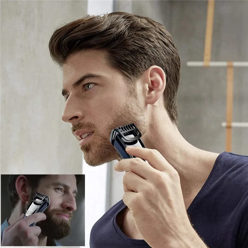 Electric Shavers Men's grooming Beard Trimmer hair mustache trimer professional stubble face rechargeable hair cutting machine adjustable 110mm 2