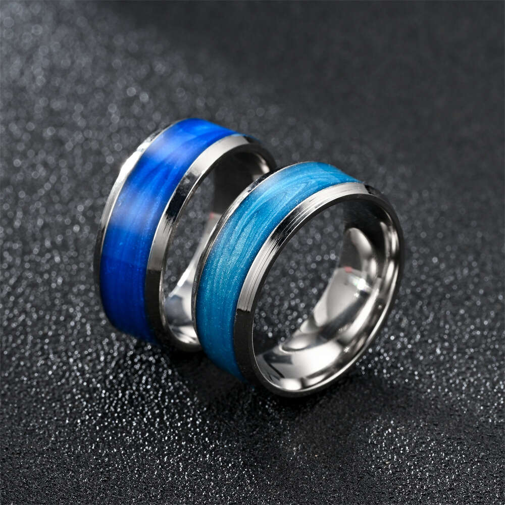 Men's Ring 8mm Colorful Silicon Titanium Stainless Steel Ring Bands Jewelry Blue Red Brown Wedding Engagement Rings Band Anillos Punk Accessories