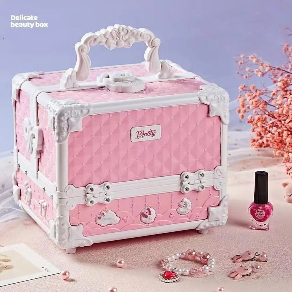 Beauty Fashion Kids Makeup Kit for Little Girls 49 Pcs Washable Real with Cosmetic Cases Birthday Gifts 231007