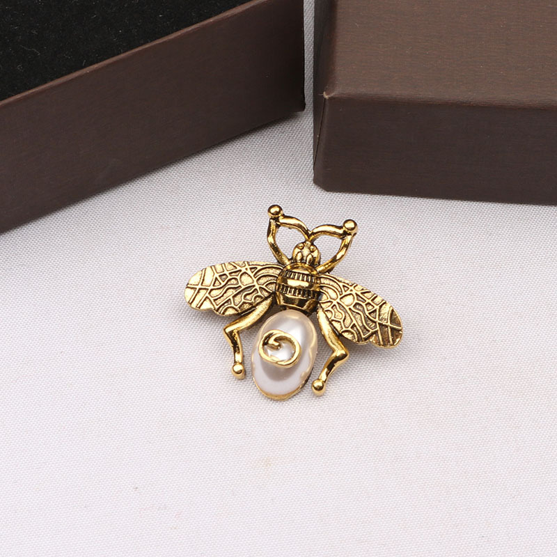 Bee Brooch Pearl Brand Designer Gold Plated Pin Fashion Women Brooches Wedding Party Jewelry Gift es
