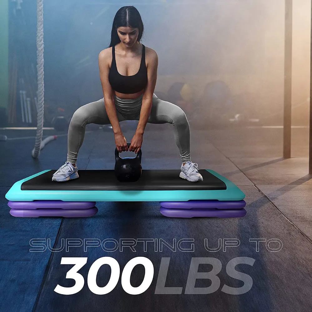 Steppers Yes4All Adjustable Aerobic Step Platform 40 in x 16 with 4 Risers Teal Black and Purple 231007