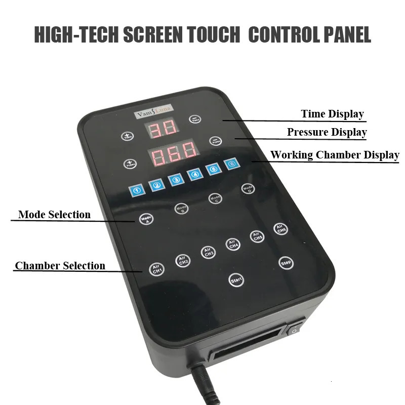 Leg Massagers Presoterapia Air Compression Leg Massager Wraps 6 Chambers With LCD For Foot Calf Massage Recovery Therapy Blood Circulation 231006