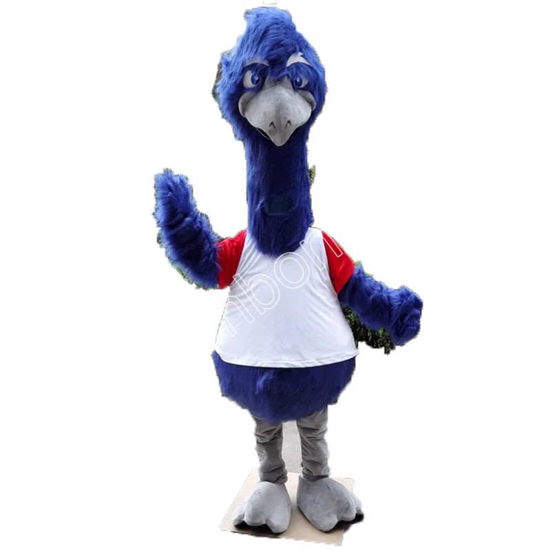 2024 blue ostrich Mascot Costumes Halloween Cartoon Character Outfit Suit Xmas Outdoor Party Outfit Unisex Promotional Advertising Clothings