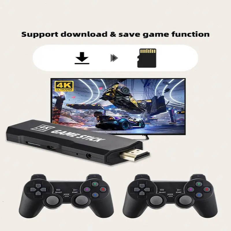 Portable Game Players DATA FROG GD10 Stick 4K HD Video Console Double Wireless 2 4G Controller Retro 128G 40000 Games For TV GBA Boy 231007