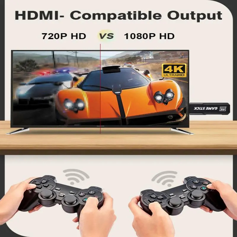 Portable Game Players DATA FROG GD10 Stick 4K HD Video Console Double Wireless 2 4G Controller Retro 128G 40000 Games For TV GBA Boy 231007