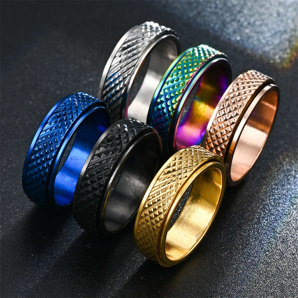 Snake Pattern 304 Rotary Titanium Stainless Steel Ring Band For Men And Women Cool Personality Rotate Finger Rings Wolf Tide Jewelry Accessories Whole