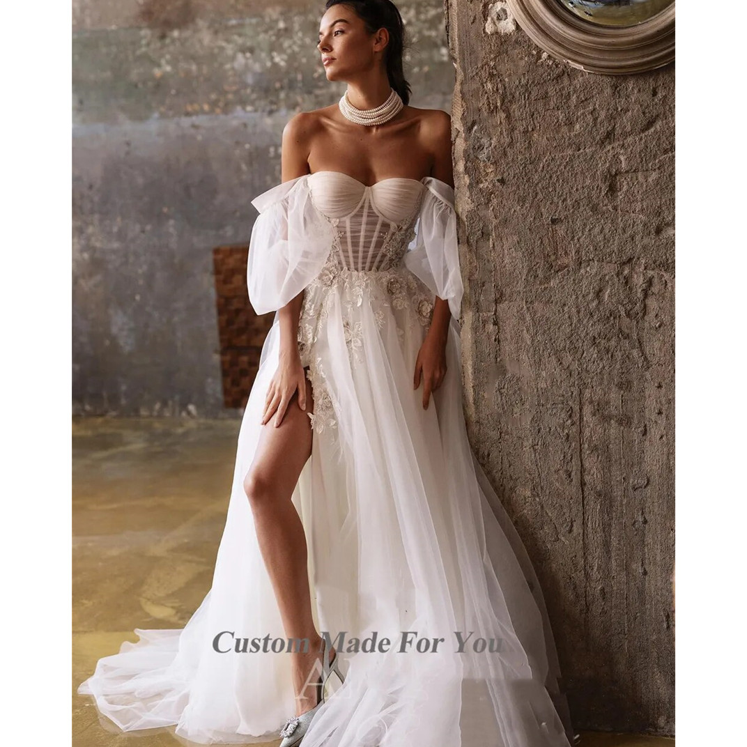 Simple Long A Line Wedding Dress for Bride Full Sleeve V Neck Bridal Gowns Sexy Vestidos De Novia Long Boho Beach Dresses111