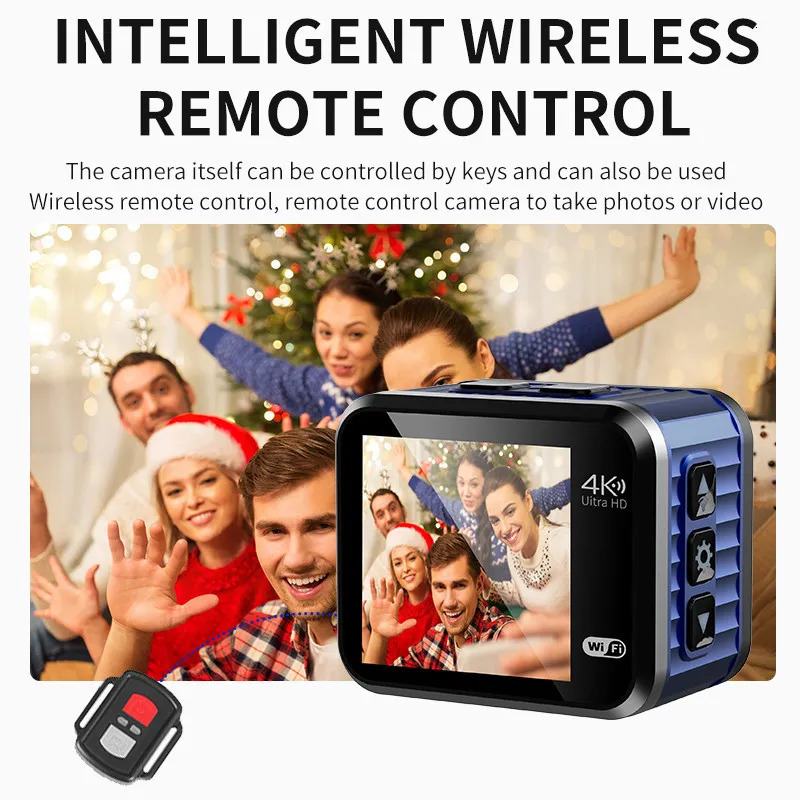 Weatherproof Cameras Wifi Mini Action Camera V8 4K HD 60FPS with Remote Control Screen Waterproof DV Sport Camcorders Drive Recorder Wireless Webcam 2