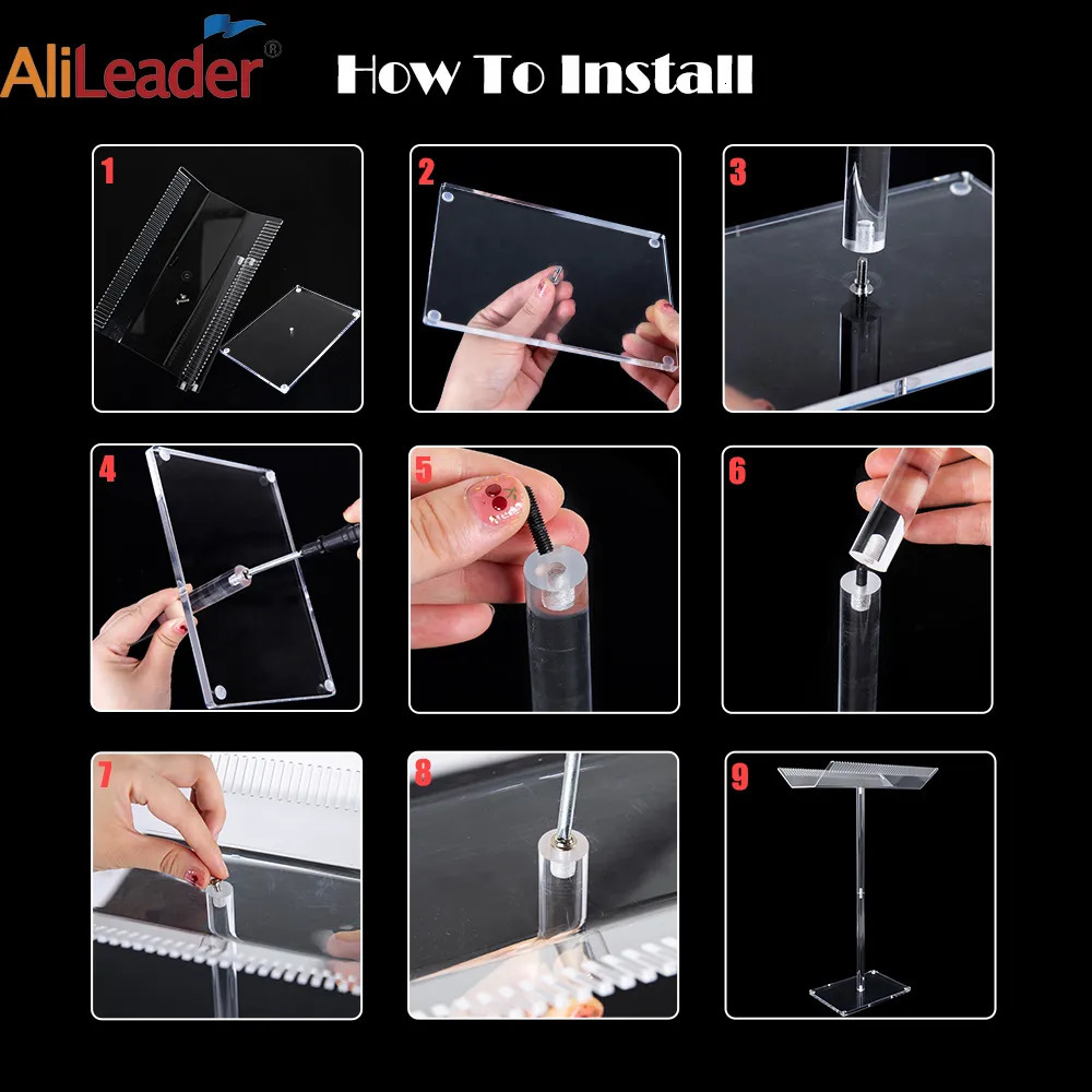 Wig Stand Hiqh Quality Hair Extension Holder Acrylic Hair Extension Stand Professional Hair Extension Separator Display Braiding Hair Rack 231006