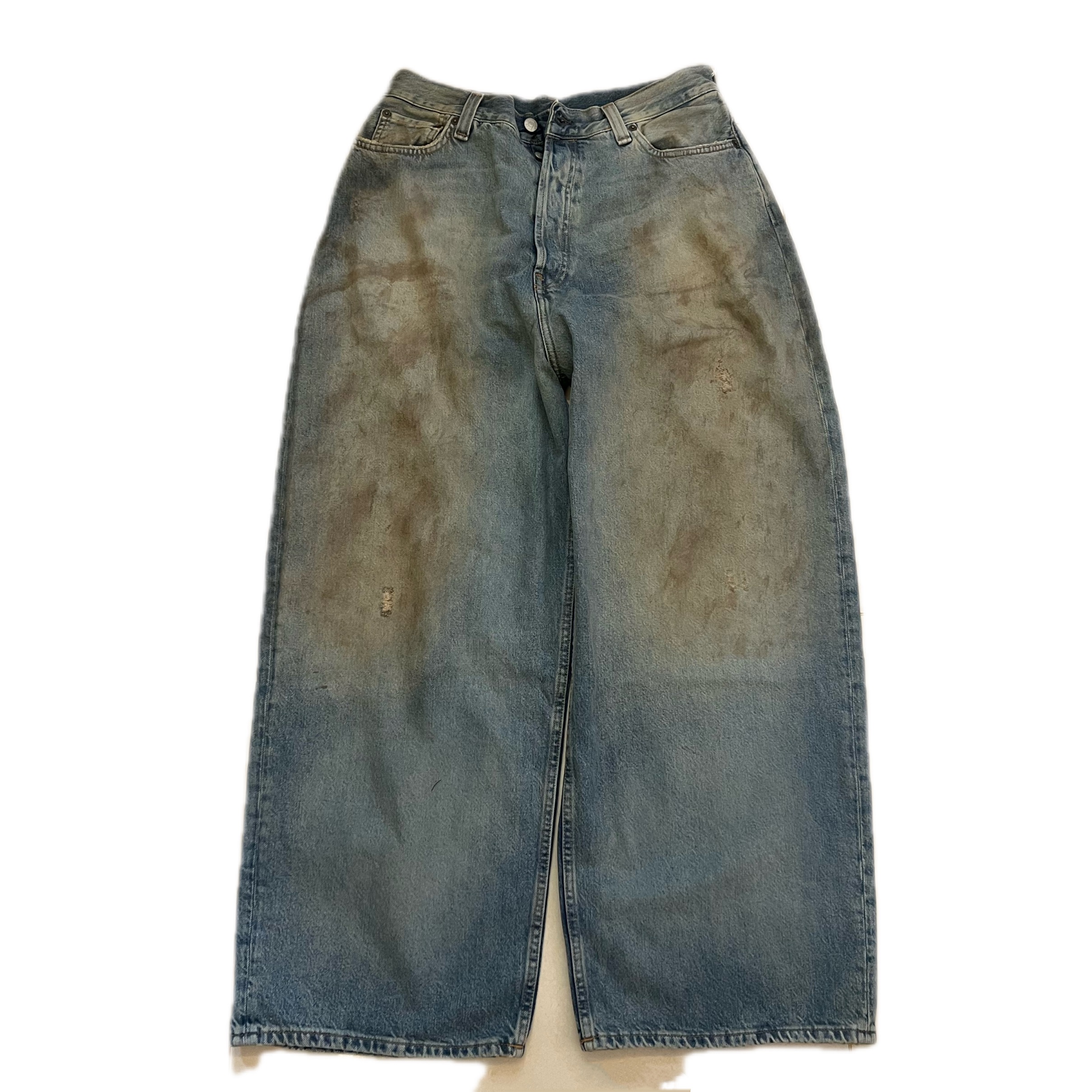 Original Black Jeans Men Niche style washed mud dyed loose fitting casual jeans wide leg pants
