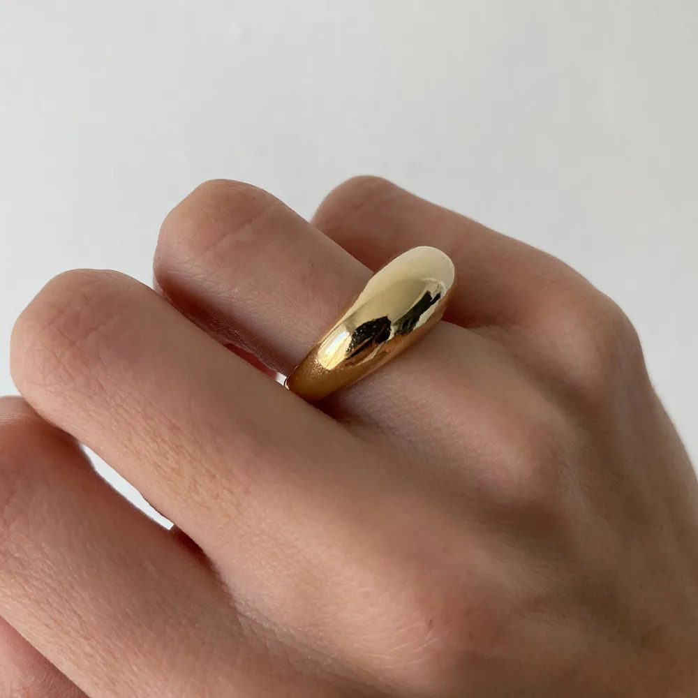 Wedding Rings Fashion Simple Stainless Steel Rings for Women Arc Rings Jewellery Geometric Ring Size 5 6 7 8 231006