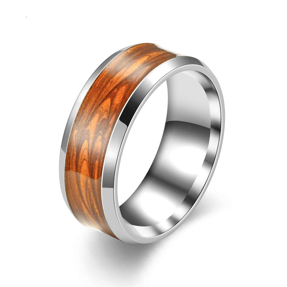 Men's Ring 8mm Colorful Silicon Titanium Stainless Steel Ring Bands Jewelry Blue Red Brown Wedding Engagement Rings Band Anillos Punk Accessories