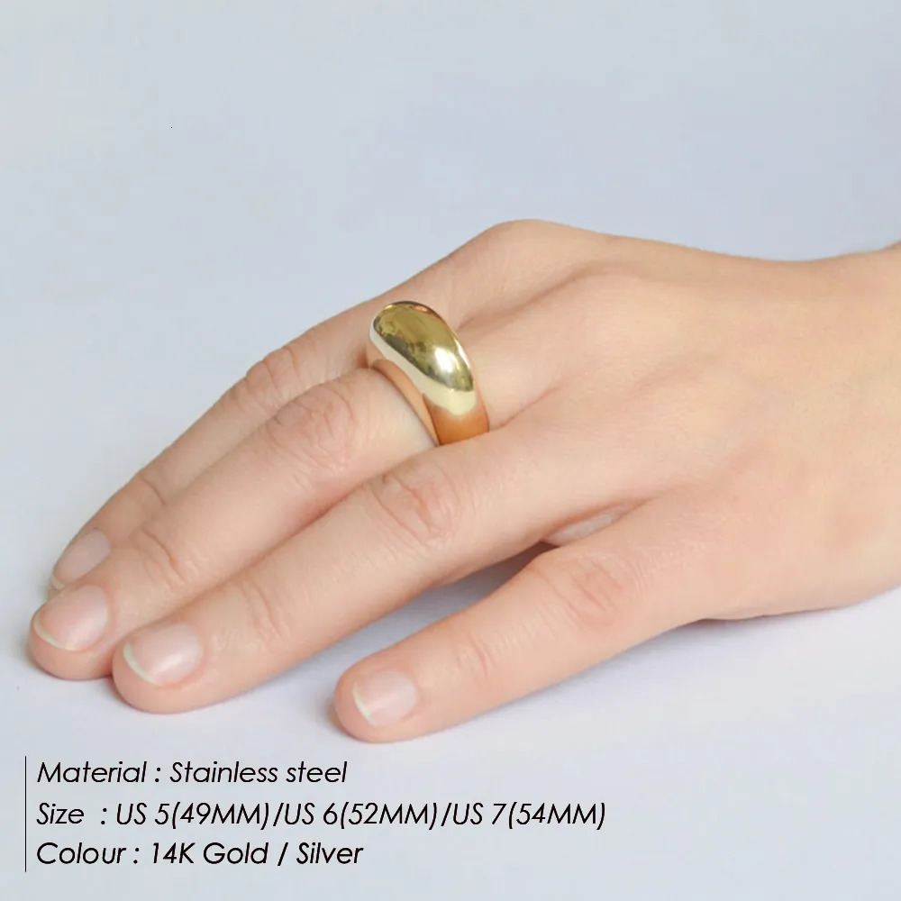 Wedding Rings Fashion Simple Stainless Steel Rings for Women Arc Rings Jewellery Geometric Ring Size 5 6 7 8 231006