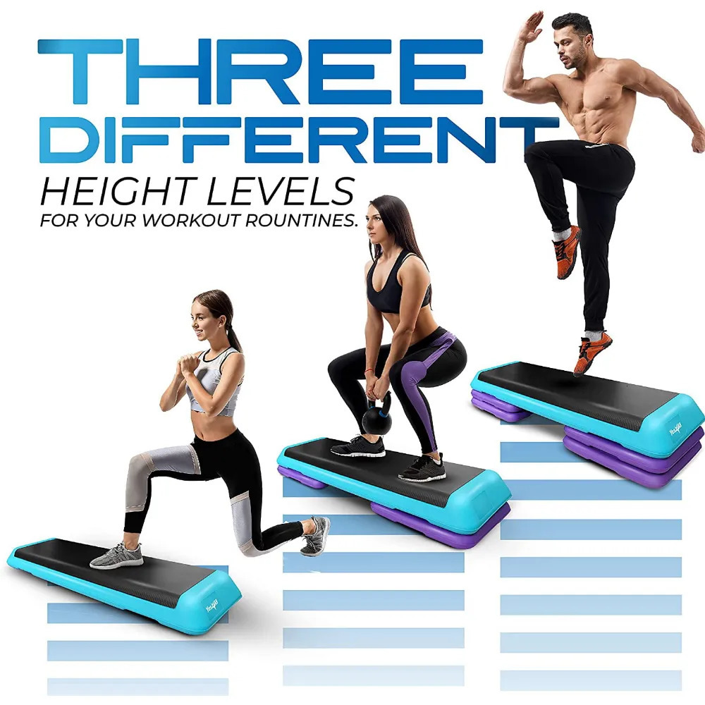 Steppers Yes4All Adjustable Aerobic Step Platform 40 in x 16 with 4 Risers Teal Black and Purple 231007