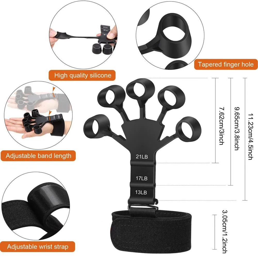 Hand Grips Finger Gripper Flex Gripster Guitar Hand Grip Exerciser Strengthener 6 Resistant Levels Expander Rubber Finger Trainer Elastic 231007