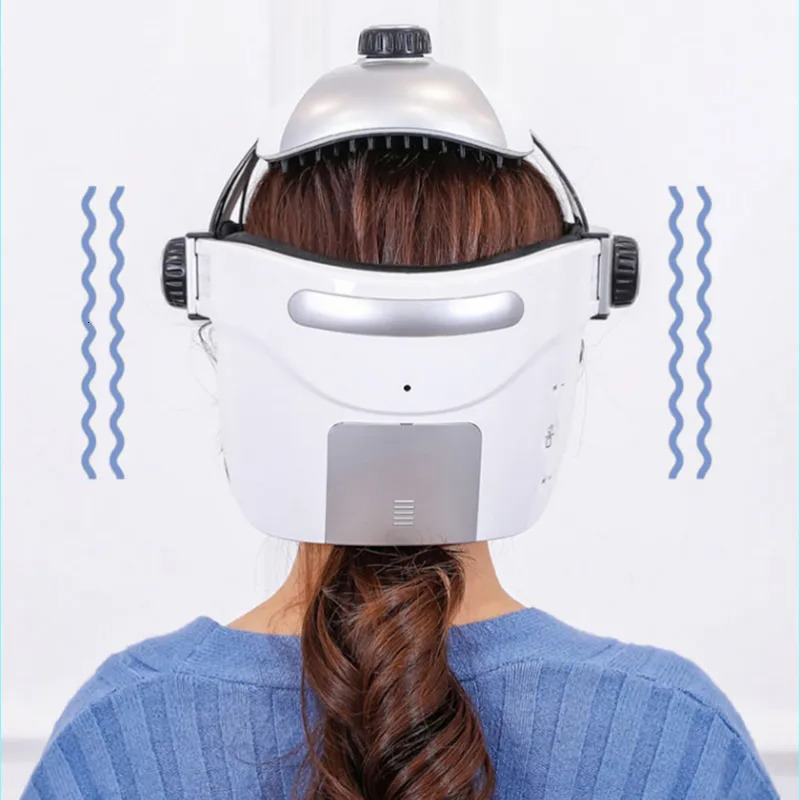 Head Massager Electric Head Massager Helmet Eye Massage Relieve Stress Air Pressure Vibration Therapy Scalp Relax Compress Bluetooth Music 231006