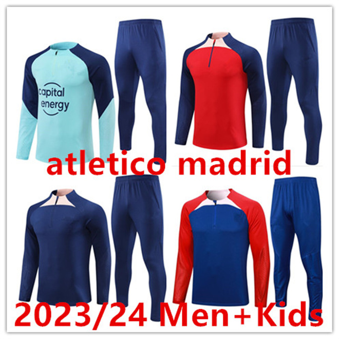 Fan 2023/24 Atletico Training Jersey Soccer Sweatshirt 2023/24 Madrid GRIEZMANN MEMPHIS JOAO FELIX Men Kids Football Tracksuit suit