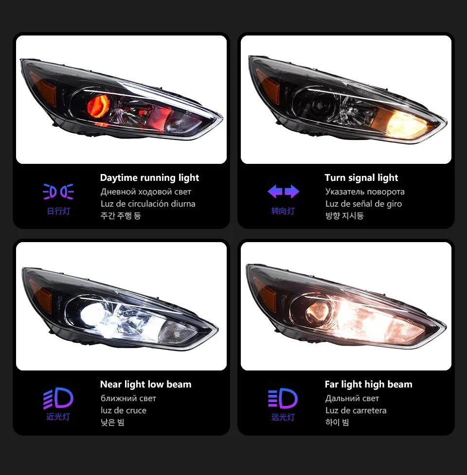 Auto Parts For Ford Focus RS Styling 20 15-20 18 Red Evil-eye LED Daytime Lights Dual Projector DRL Car Accesorios